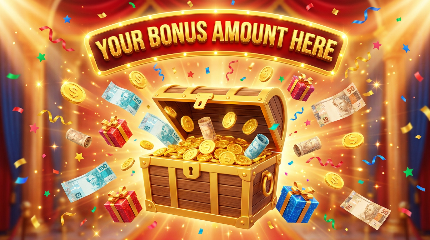 Bônus de boas-vindas 94bet - Baú do tesouro com moedas de ouro e notas de real